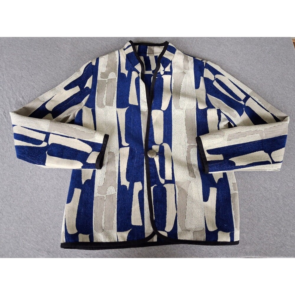 Trimdin Women's Reversible Blazer Jacket Geometric Tapestry Size Small Vintage